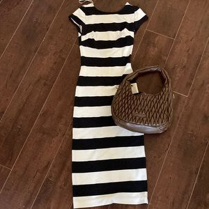 Zara midi black and white low back dress